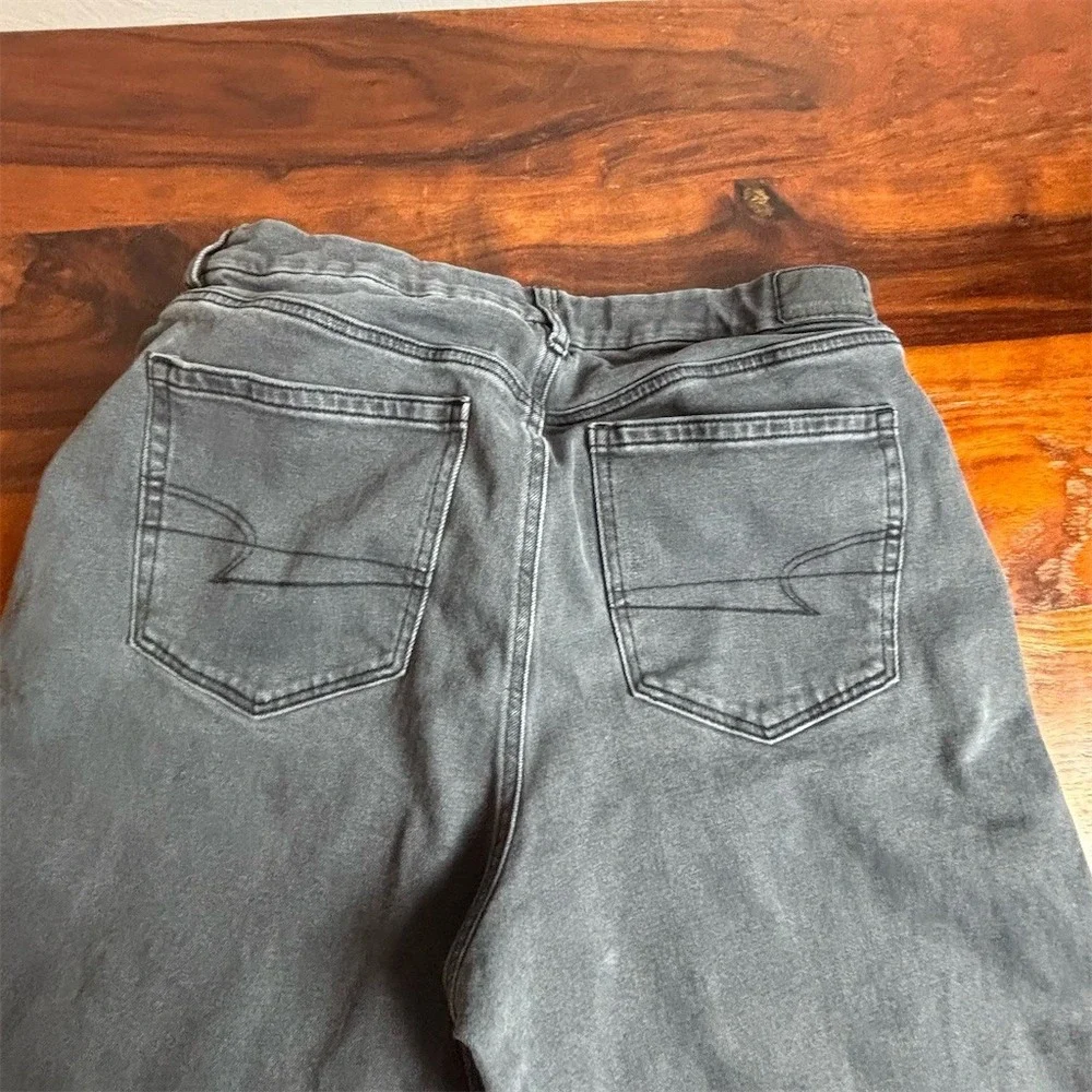 American Eagle Curvy Mom Jeans Womens Size 14 Gray Charcoal Wash High‎ Rise